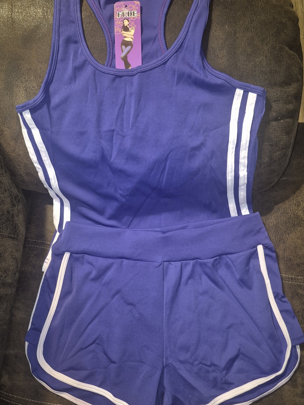 Purple Racerback Tank and Shorts Set